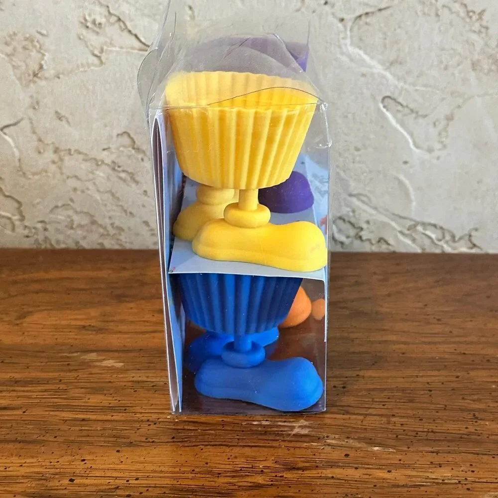 Wilton Silly-Feet! Reusable Silicone Baking Cups - Yellow Purple Blue Orange NEW